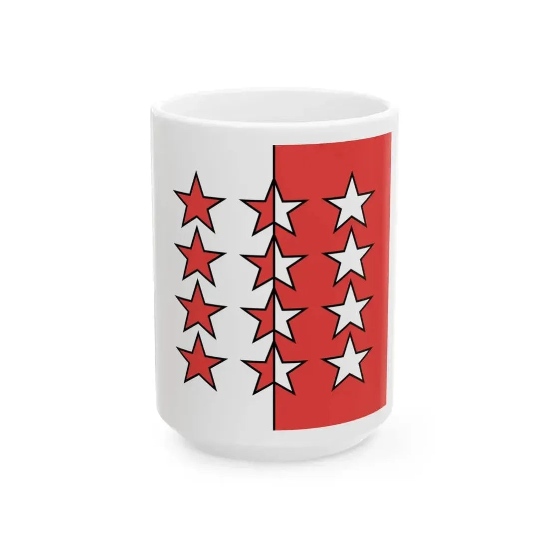 Flag of Canton of Valais 1802-1815 (Switzerland) White Coffee Mug 15oz - Go Mug Yourself