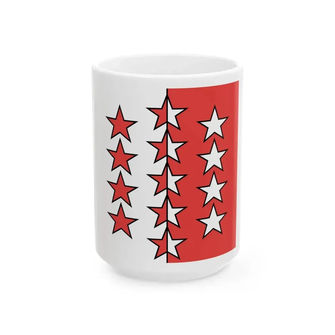 Flag of Canton of Valais (Switzerland) White Coffee Mug 15oz - Go Mug Yourself