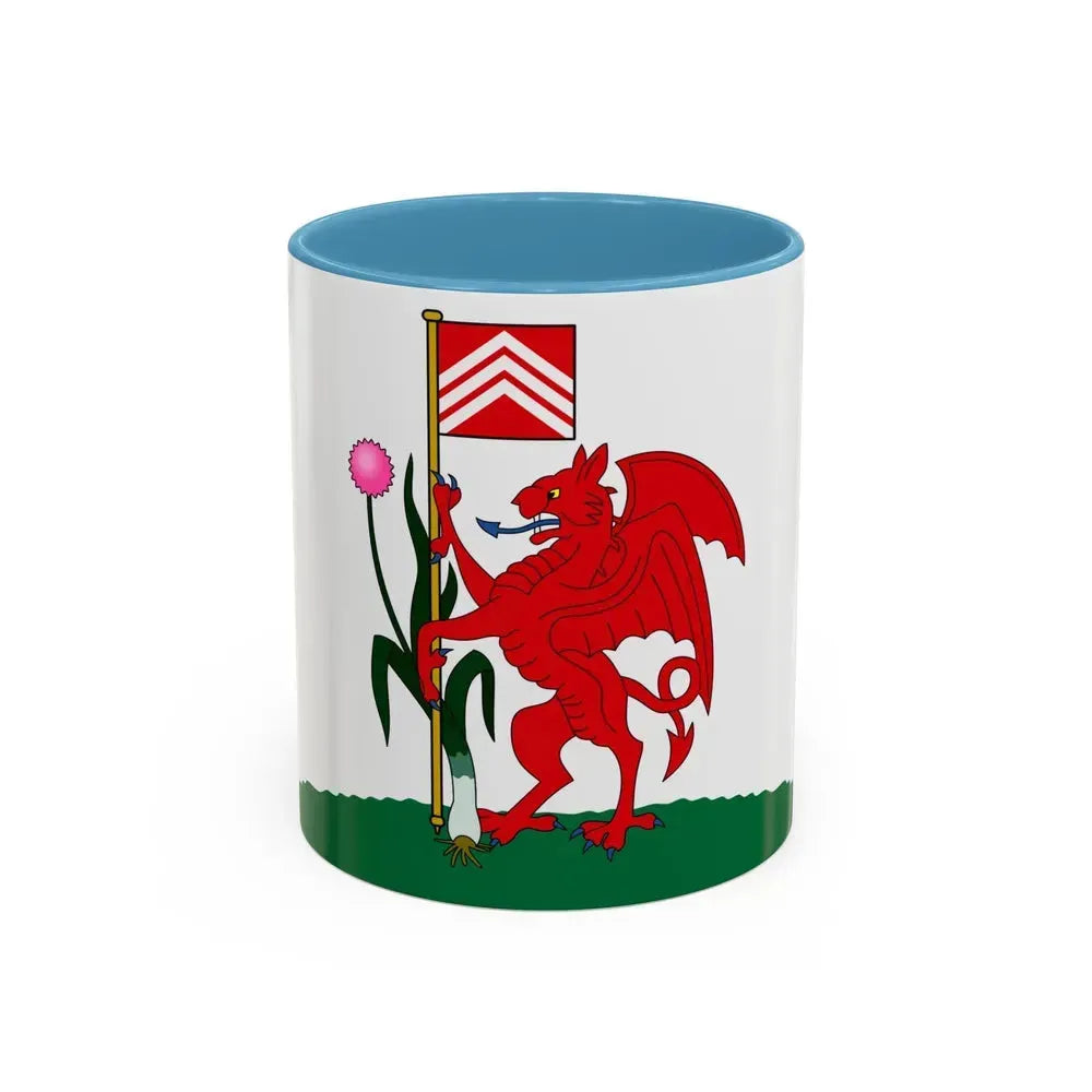 Flag of Cardiff UK - Accent Coffee Mug 11oz Light Blue - Go Mug Yourself