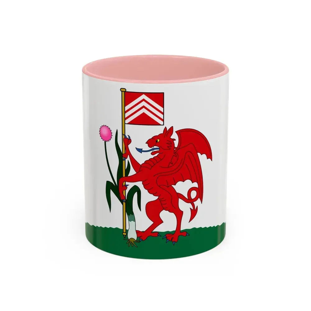 Flag of Cardiff UK - Accent Coffee Mug 11oz Pink - Go Mug Yourself