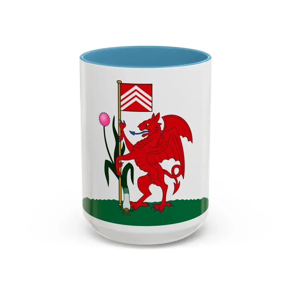 Flag of Cardiff UK - Accent Coffee Mug 15oz Light Blue - Go Mug Yourself