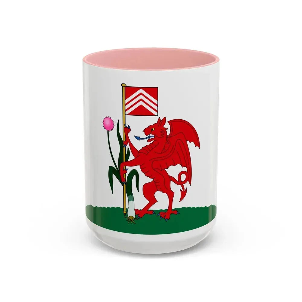 Flag of Cardiff UK - Accent Coffee Mug 15oz Pink - Go Mug Yourself
