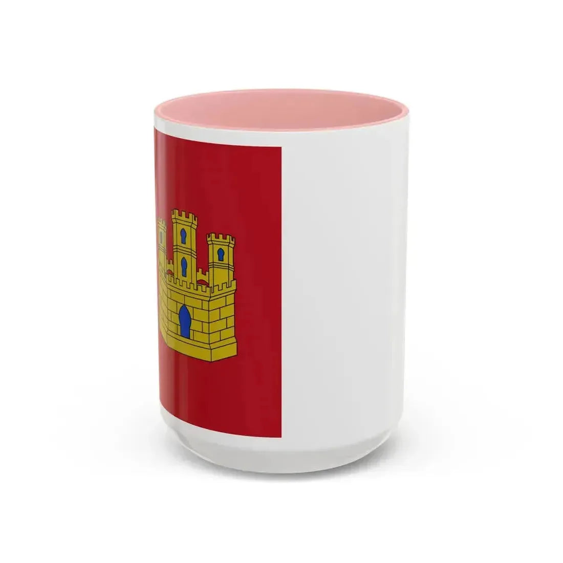 Flag of Castile La Mancha Spain - Accent Coffee Mug 15oz Pink - Go Mug Yourself