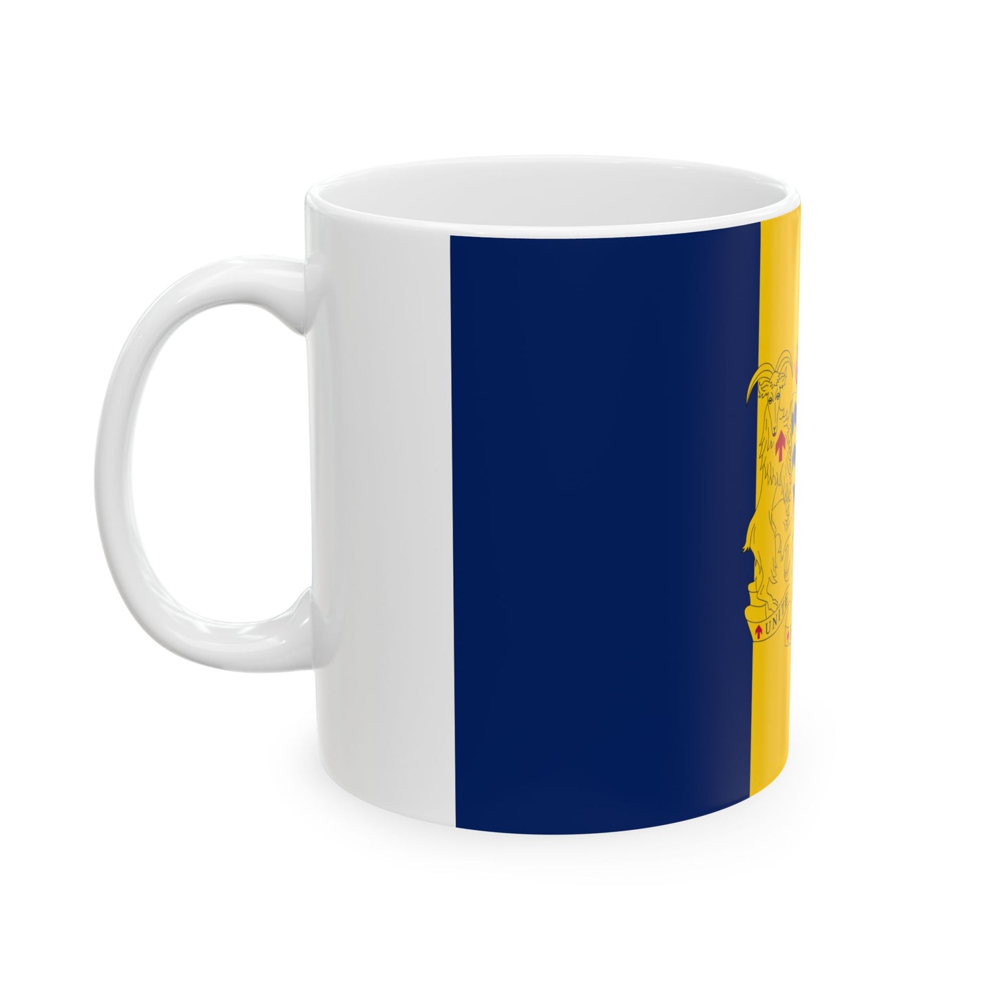 Flag of Chad with coat of arms (Chad) White Coffee Mug-Go Mug Yourself