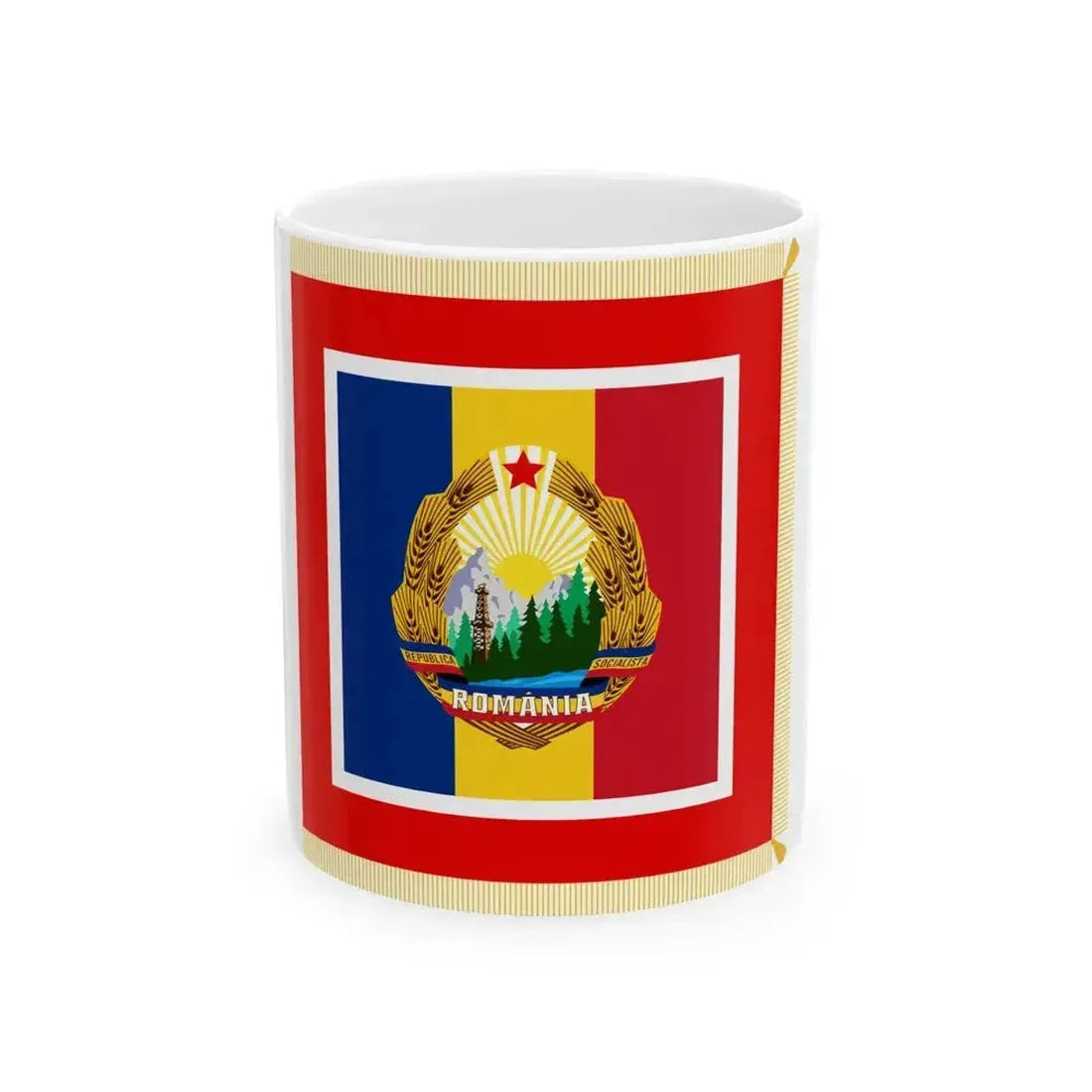 Flag of Chairman of Councils of State and of Ministers of Romania (Oman) White Coffee Mug 11oz - Go Mug Yourself
