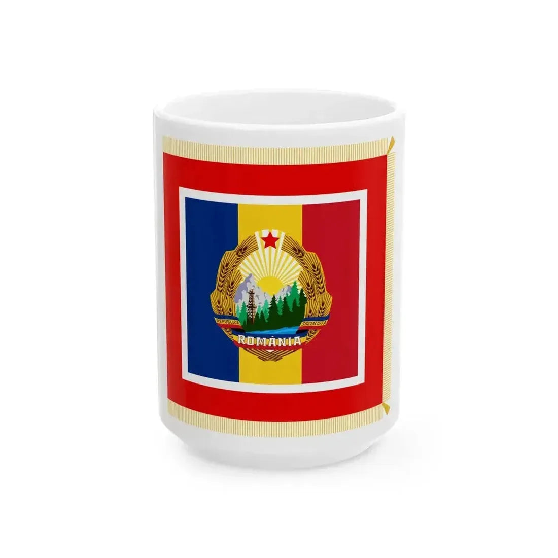 Flag of Chairman of Councils of State and of Ministers of Romania (Oman) White Coffee Mug 15oz - Go Mug Yourself