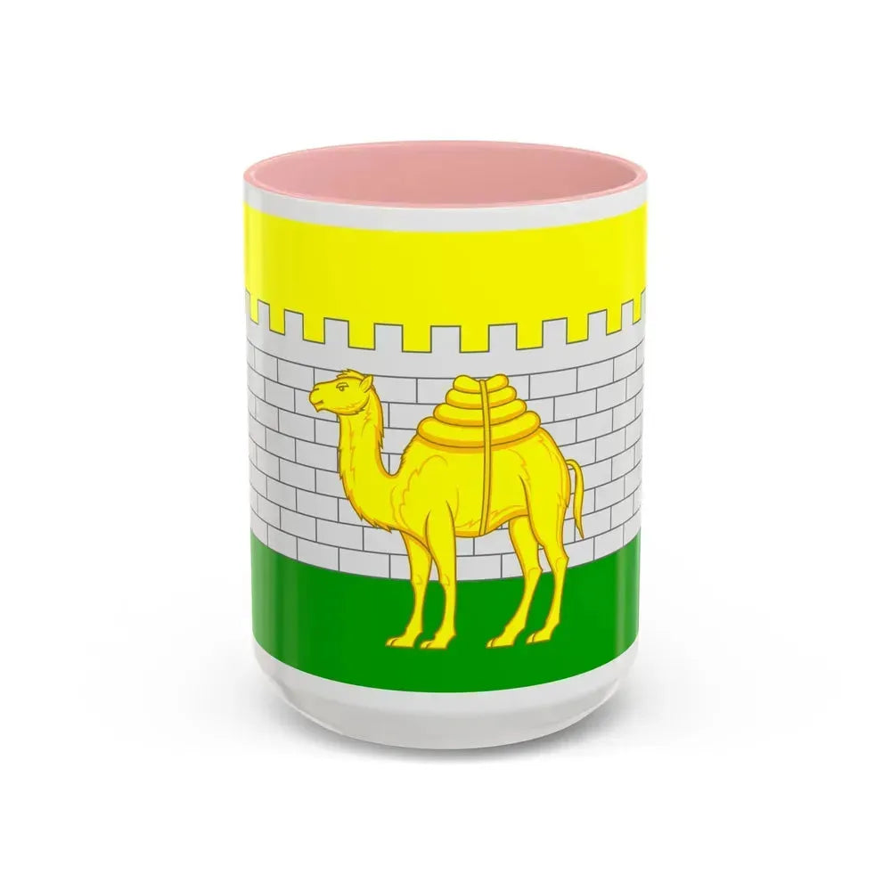 Flag of Chelyabinsk Russia - Accent Coffee Mug 15oz Pink - Go Mug Yourself