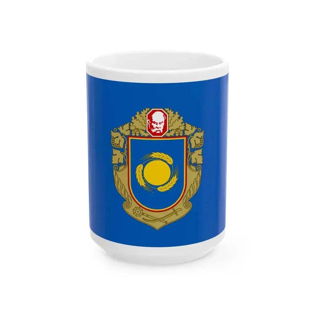 Flag of Cherkasy Oblast Ukraine - White Coffee Mug 15oz - Go Mug Yourself
