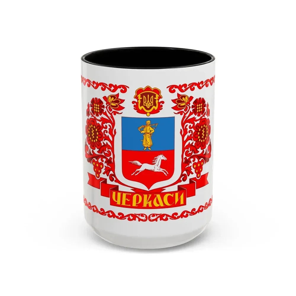 Flag of Cherkasy Ukraine - Accent Coffee Mug 15oz Black - Go Mug Yourself