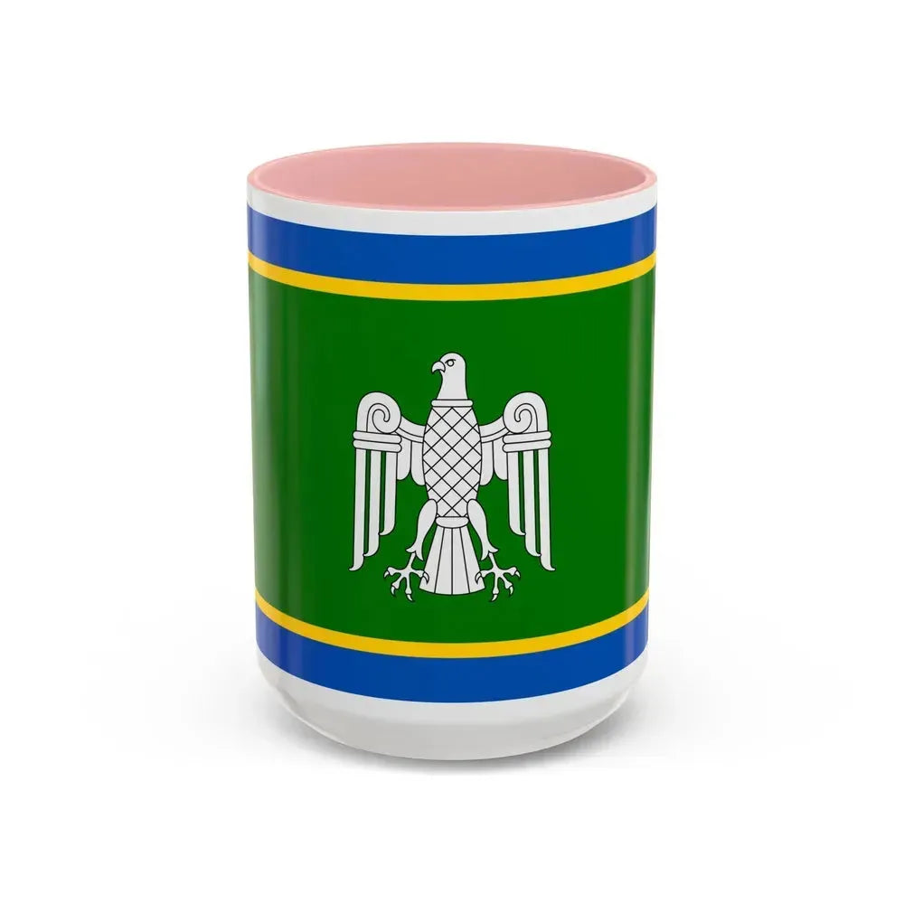 Flag of Chernivtsi Oblast Ukraine - Accent Coffee Mug 15oz Pink - Go Mug Yourself