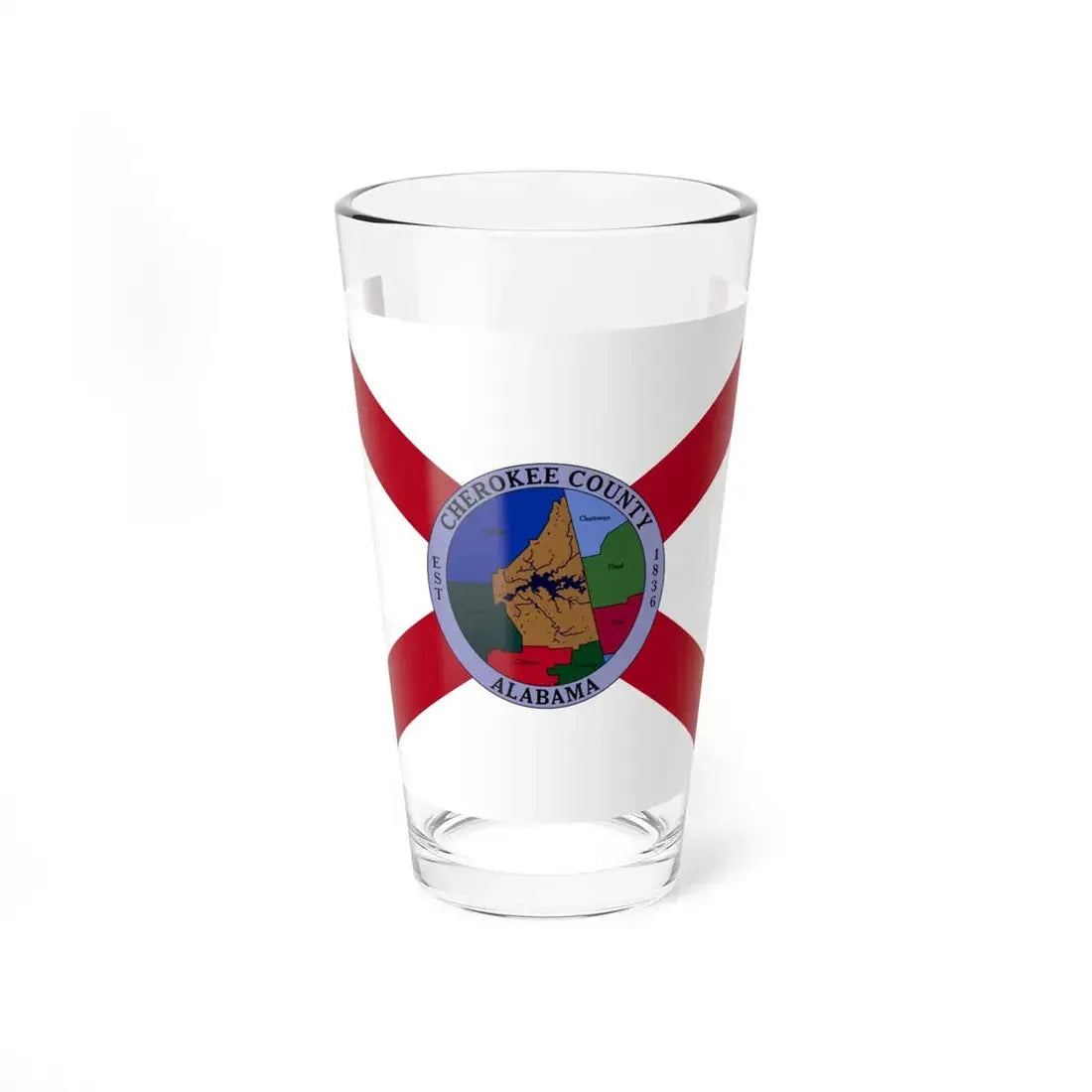 Flag of Cherokee County Alabama (United States) Pint Glass 16oz 16oz - Go Mug Yourself