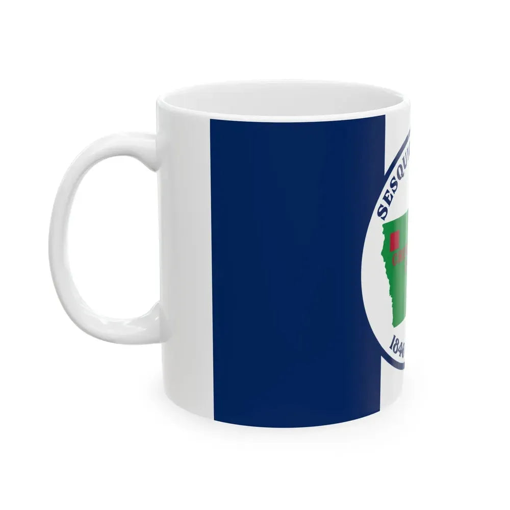 Flag of Cherokee County Iowa Sesquicentennial (United States) White Coffee Mug - Go Mug Yourself