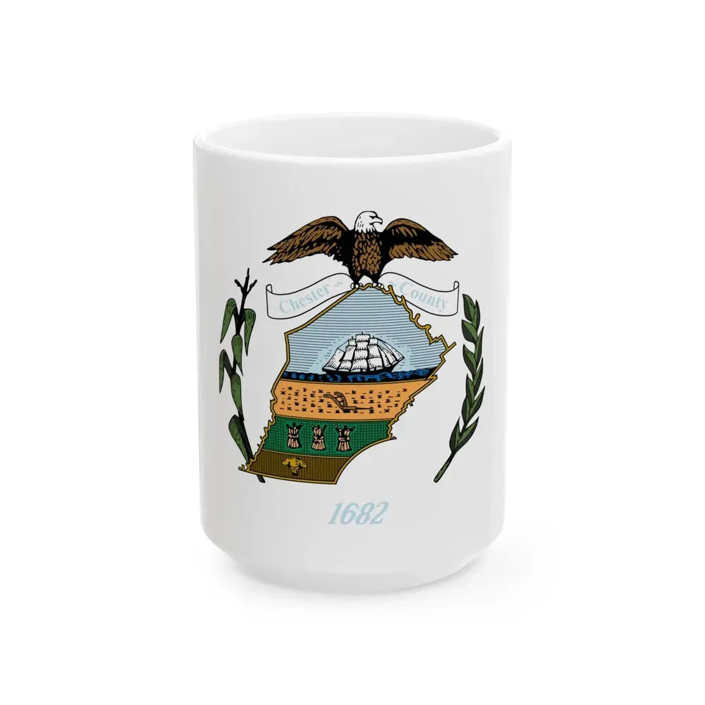 Flag of Chester County Pennsylvania Version 2 (United States) White Coffee Mug 15oz - Go Mug Yourself
