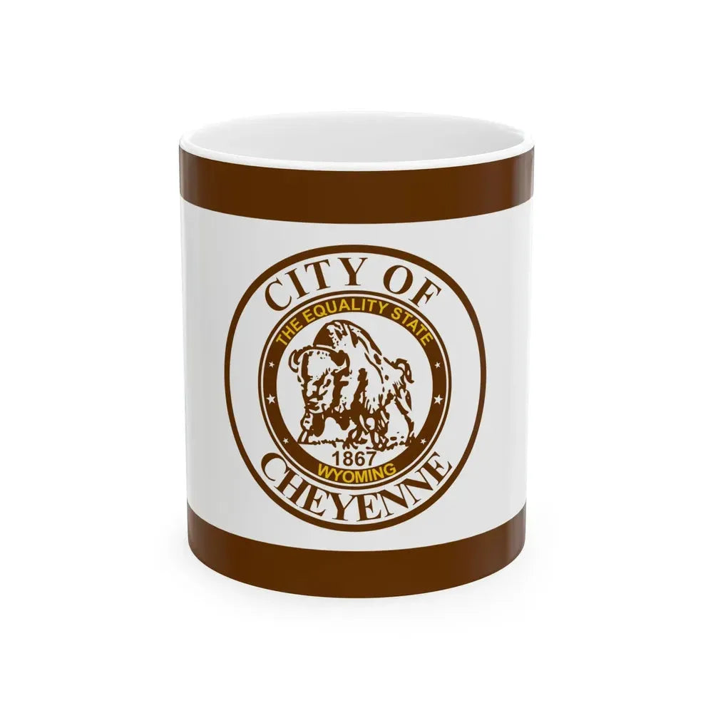 Flag of Cheyenne Wyoming (United States) White Coffee Mug 11oz - Go Mug Yourself