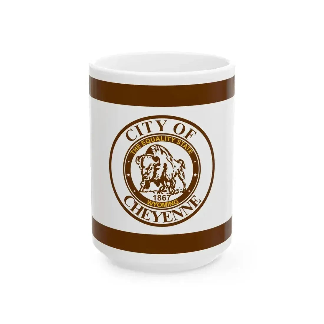 Flag of Cheyenne Wyoming (United States) White Coffee Mug 15oz - Go Mug Yourself