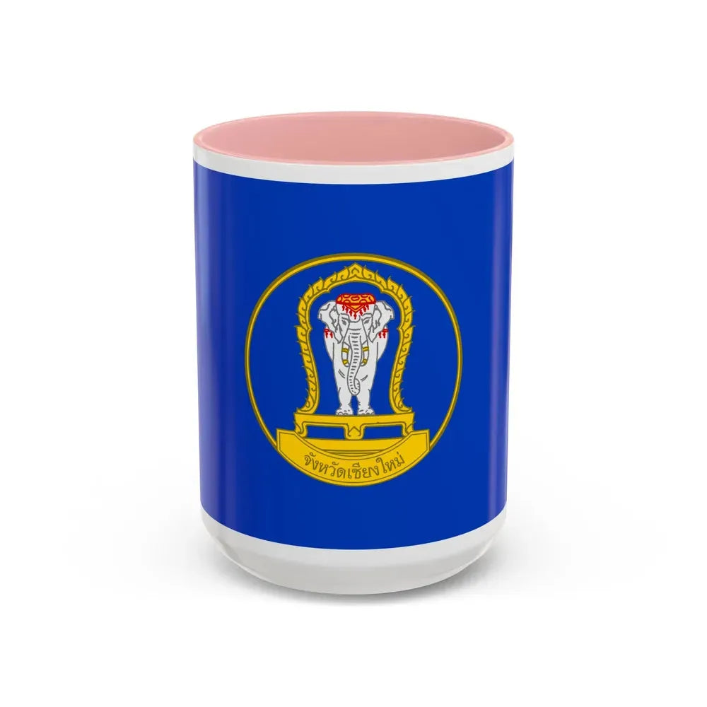 Flag of Chiang Mai Province Thailand - Accent Coffee Mug 15oz Pink - Go Mug Yourself