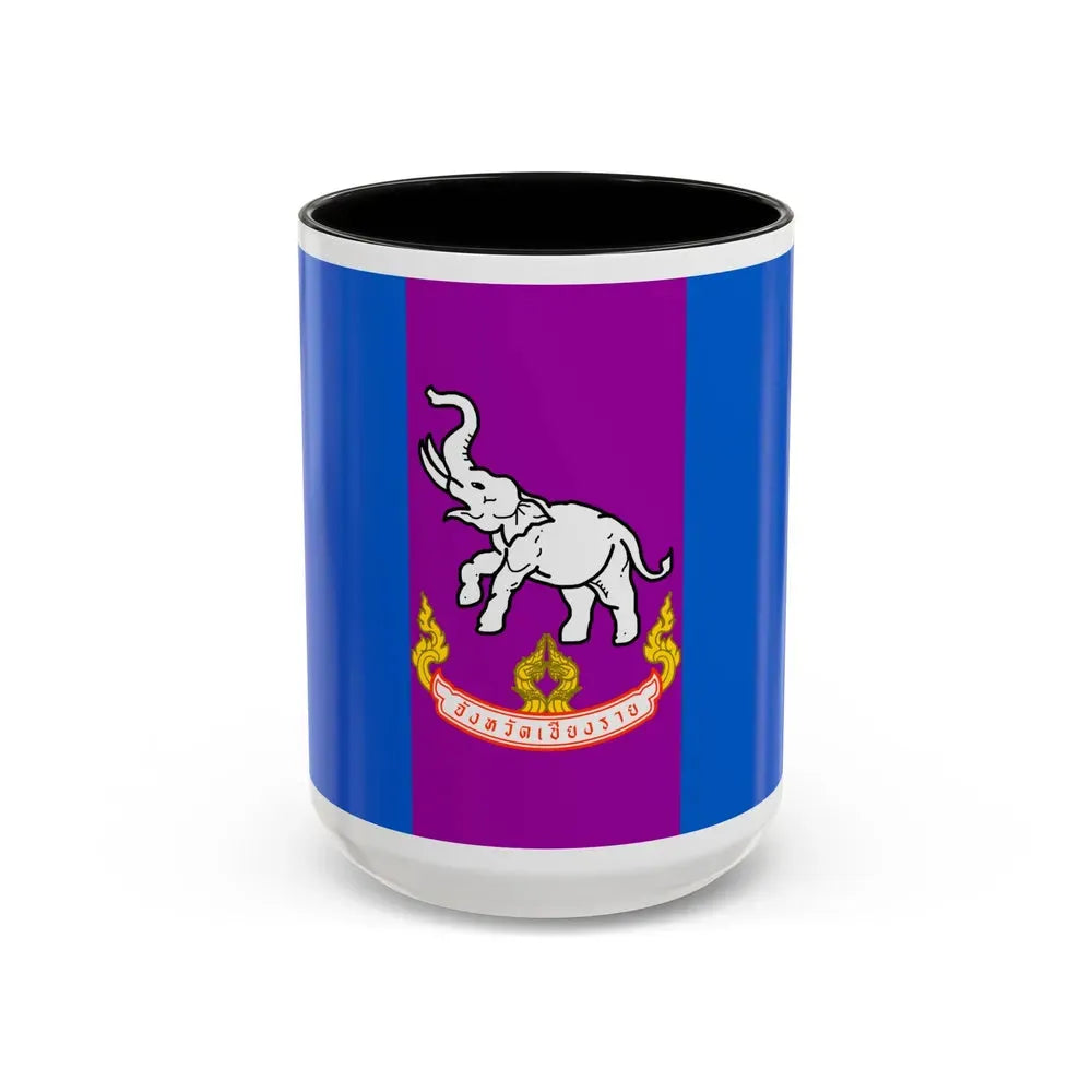 Flag of Chiang Rai Province Thailand - Accent Coffee Mug 15oz Black - Go Mug Yourself