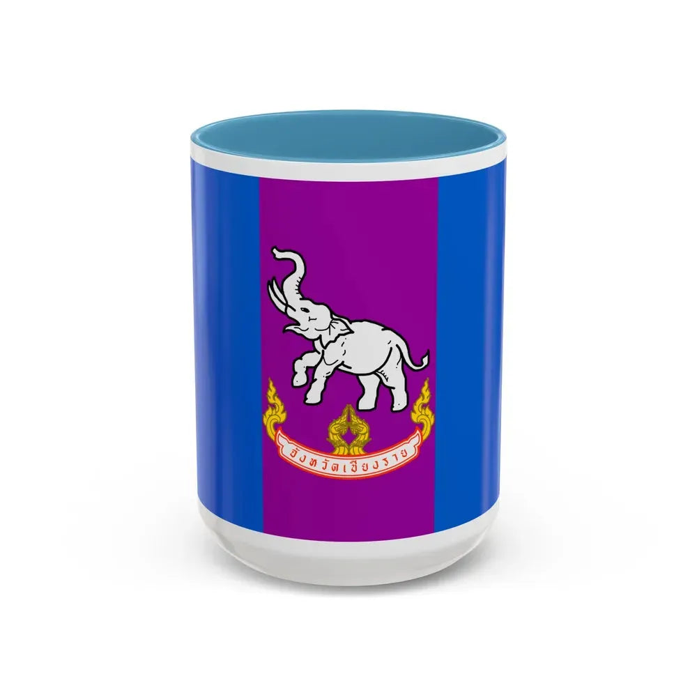 Flag of Chiang Rai Province Thailand - Accent Coffee Mug 15oz Light Blue - Go Mug Yourself