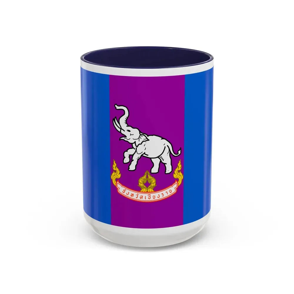 Flag of Chiang Rai Province Thailand - Accent Coffee Mug 15oz Navy - Go Mug Yourself