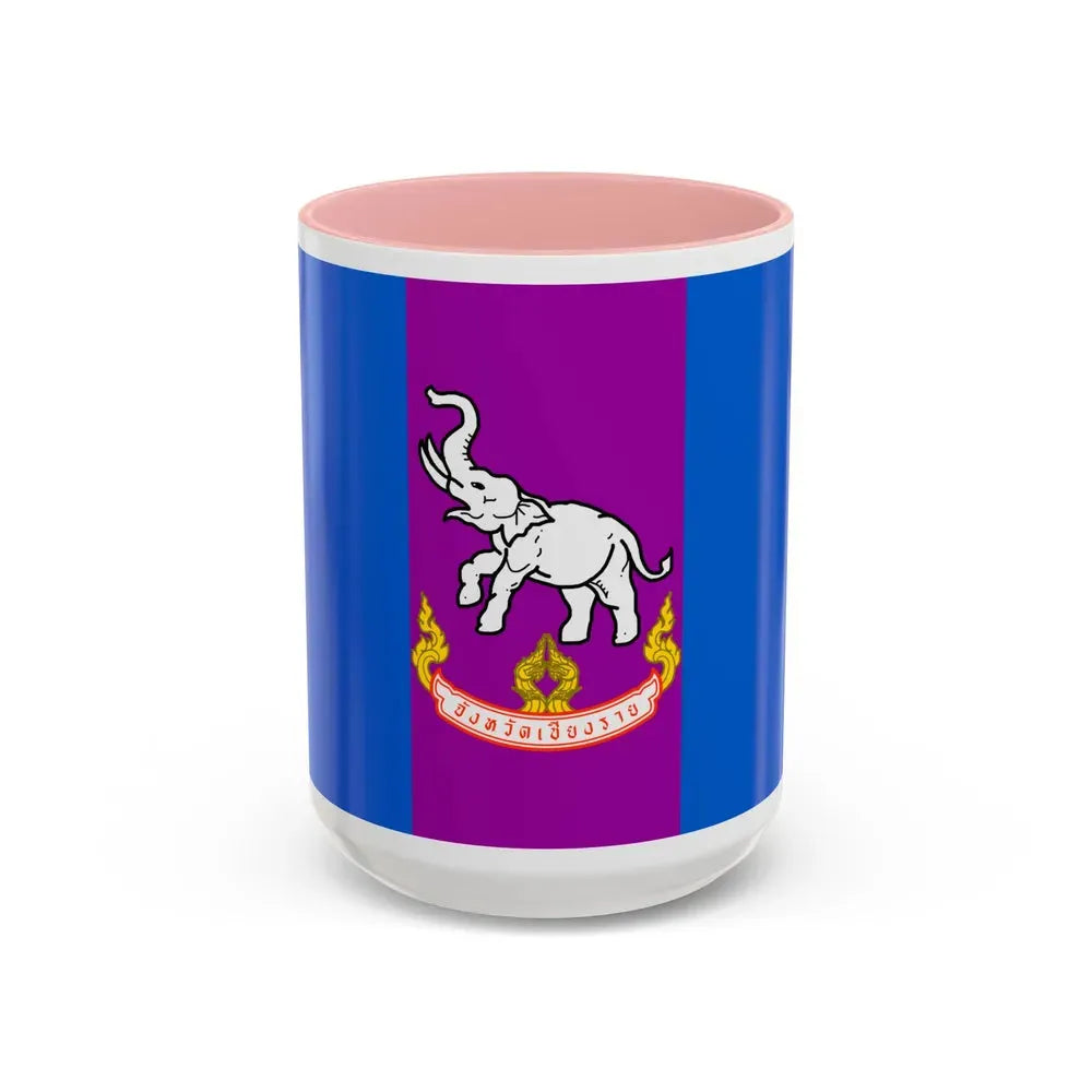 Flag of Chiang Rai Province Thailand - Accent Coffee Mug 15oz Pink - Go Mug Yourself