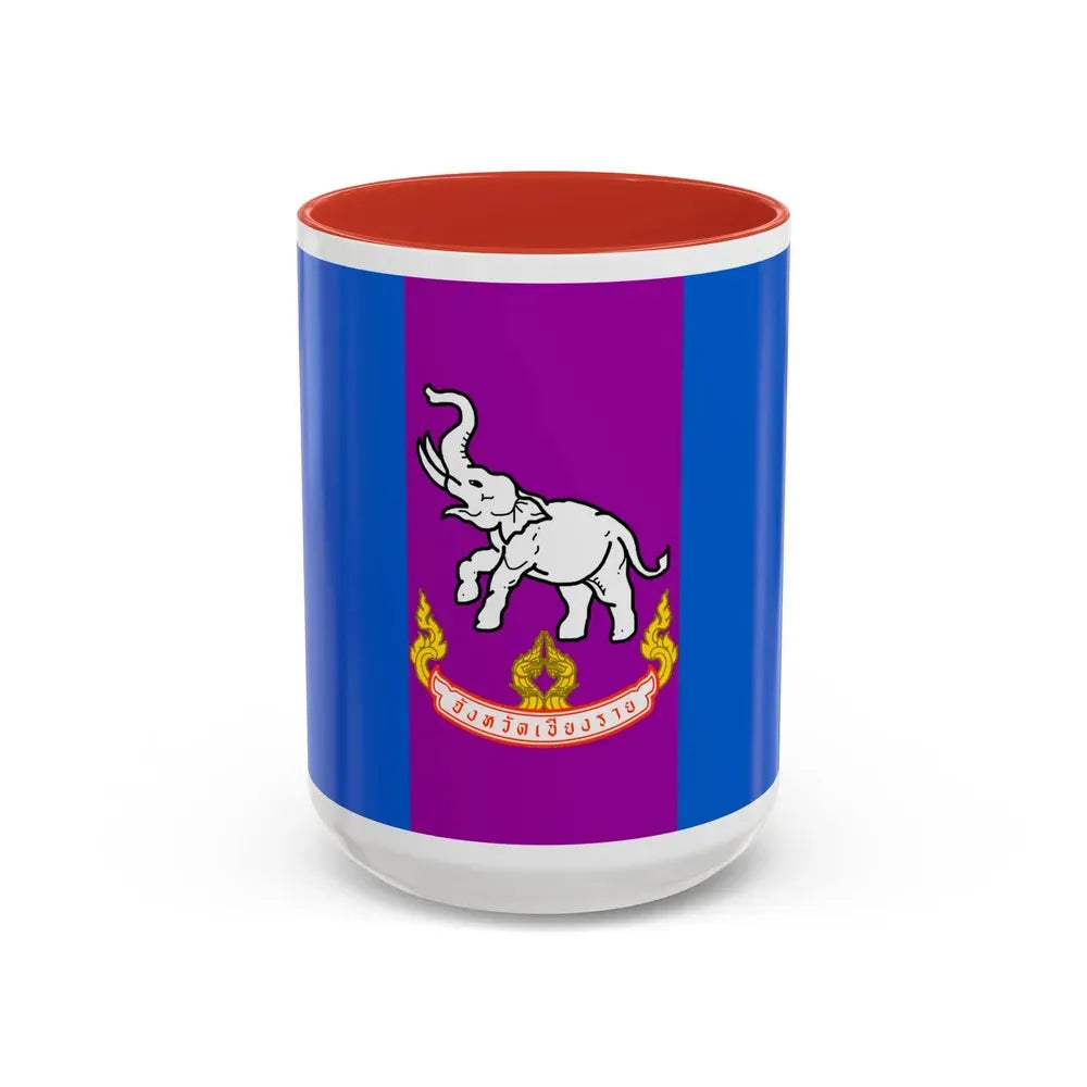 Flag of Chiang Rai Province Thailand - Accent Coffee Mug 15oz Red - Go Mug Yourself