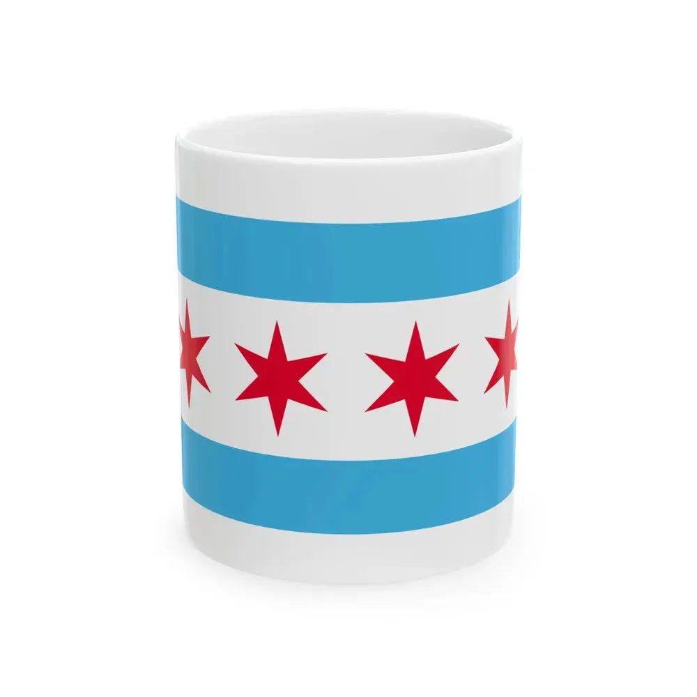 Flag of Chicago Illinois (United States) White Coffee Mug 11oz - Go Mug Yourself