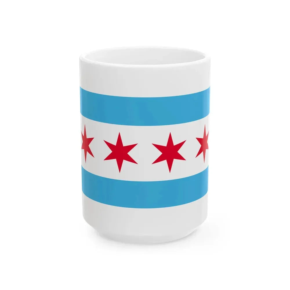Flag of Chicago Illinois (United States) White Coffee Mug 15oz - Go Mug Yourself