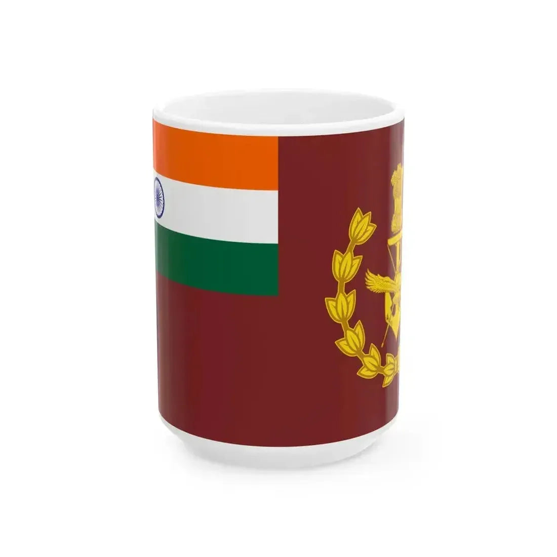 Flag of Chief of Defence Staff India (India) White Coffee Mug 15oz - Go Mug Yourself