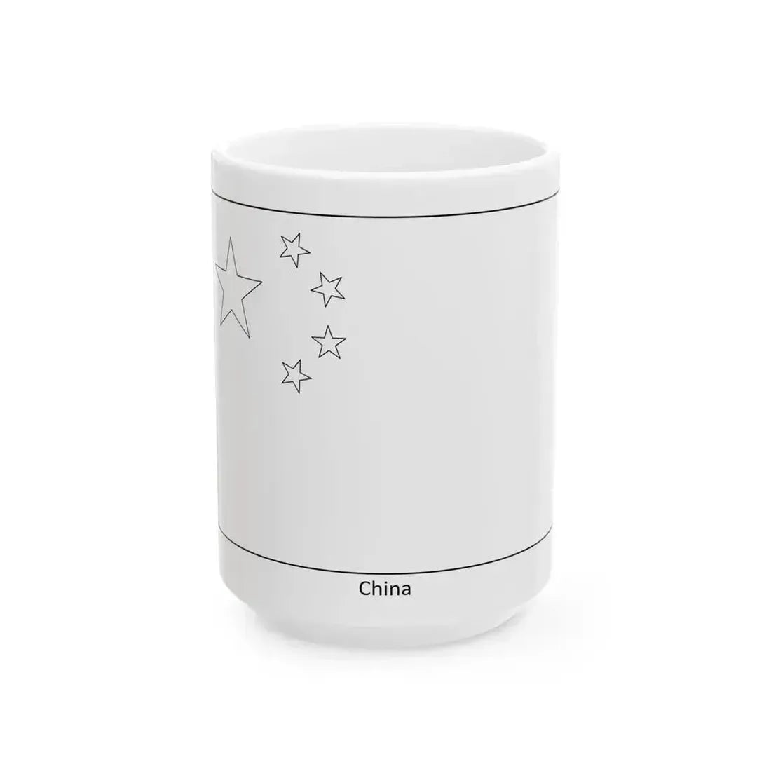 Flag of China colouring page (China) White Coffee Mug 15oz - Go Mug Yourself