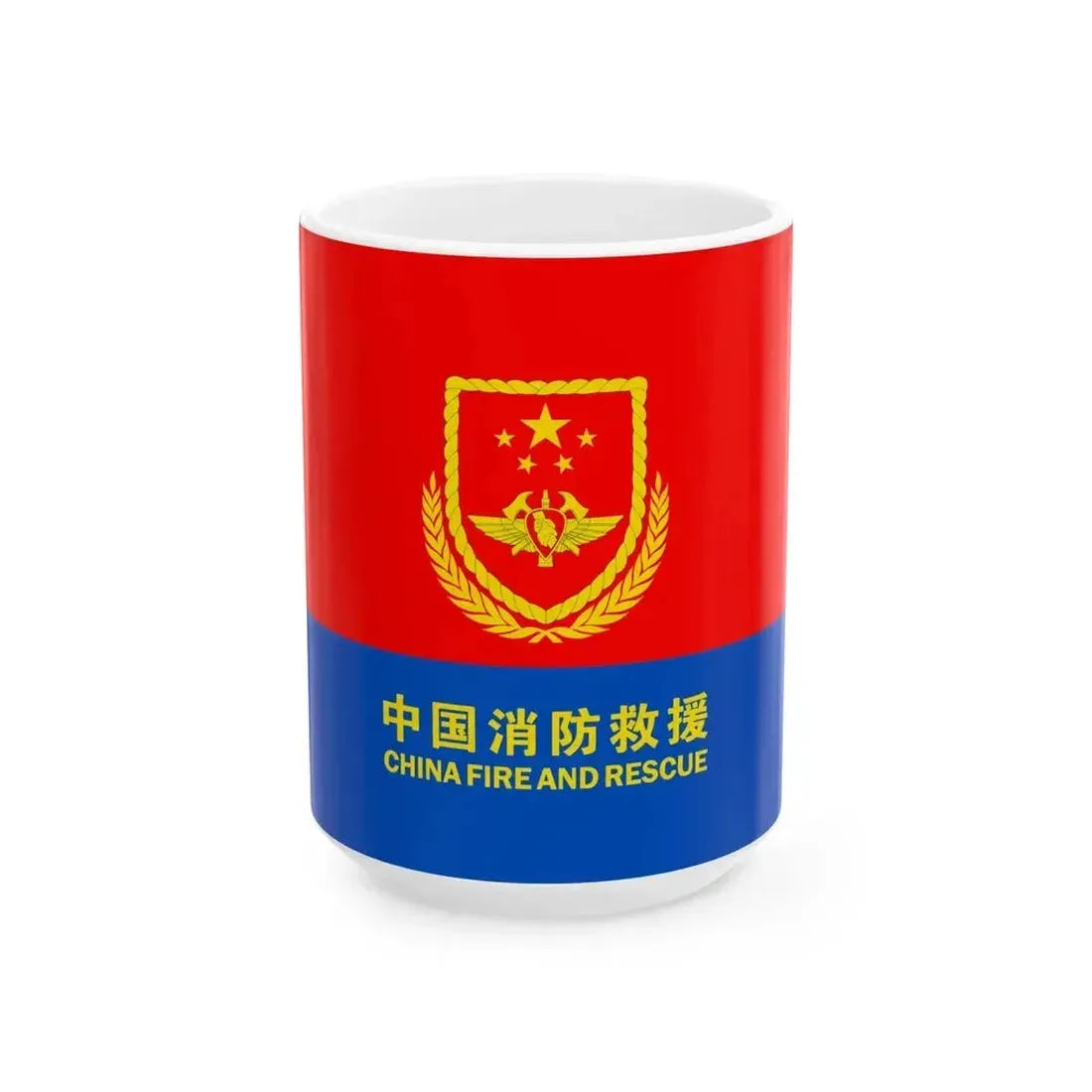 Flag of China Fire and Rescue (China) White Coffee Mug 15oz - Go Mug Yourself