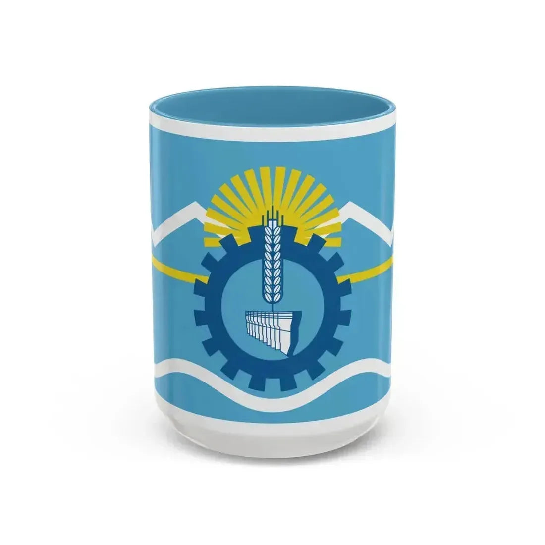 Flag of Chubut Province Argentina - Accent Coffee Mug 15oz Light Blue - Go Mug Yourself