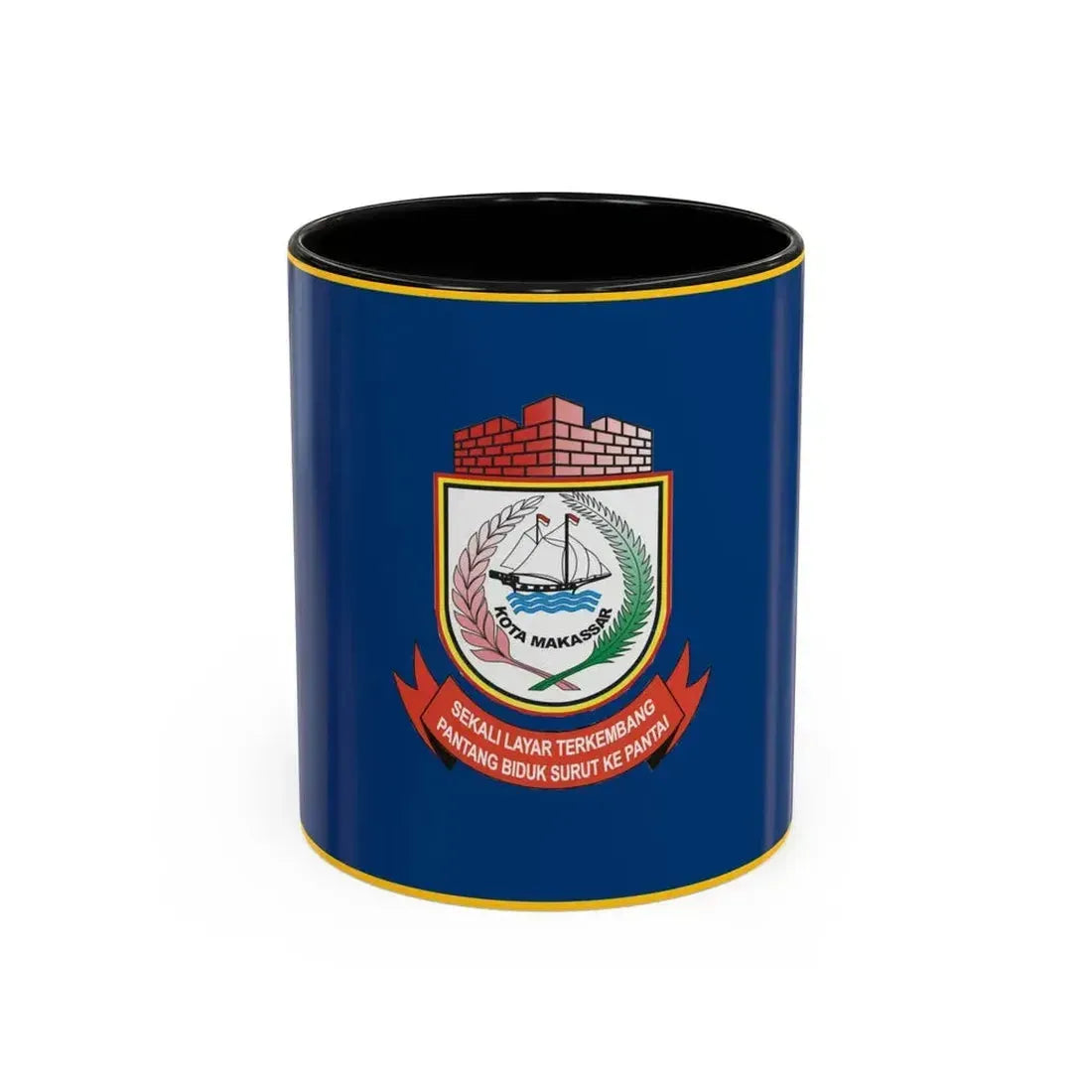 Flag of City of Makassar Indonesia - Accent Coffee Mug 11oz Black - Go Mug Yourself