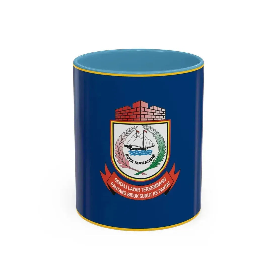 Flag of City of Makassar Indonesia - Accent Coffee Mug 11oz Light Blue - Go Mug Yourself