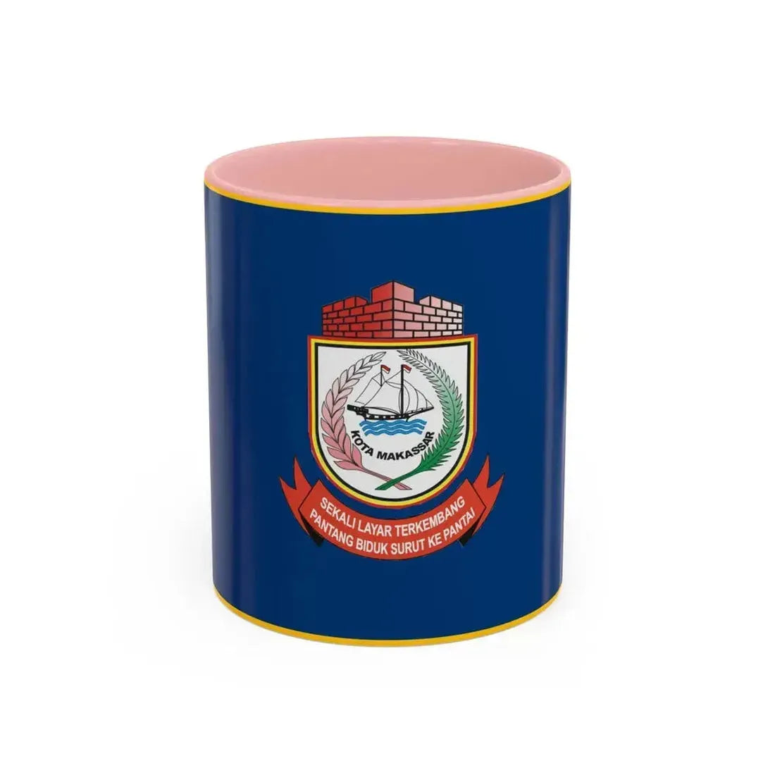 Flag of City of Makassar Indonesia - Accent Coffee Mug 11oz Pink - Go Mug Yourself