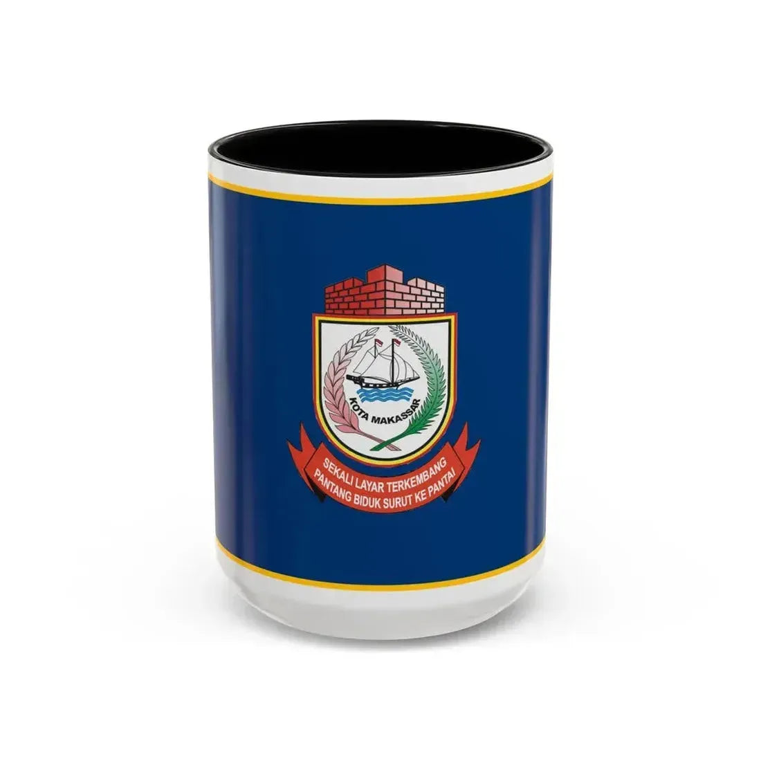 Flag of City of Makassar Indonesia - Accent Coffee Mug 15oz Black - Go Mug Yourself