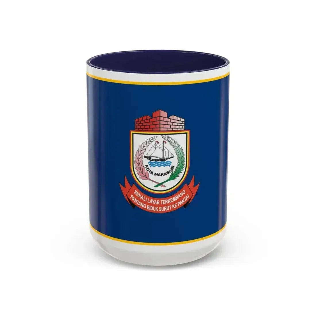 Flag of City of Makassar Indonesia - Accent Coffee Mug 15oz Navy - Go Mug Yourself