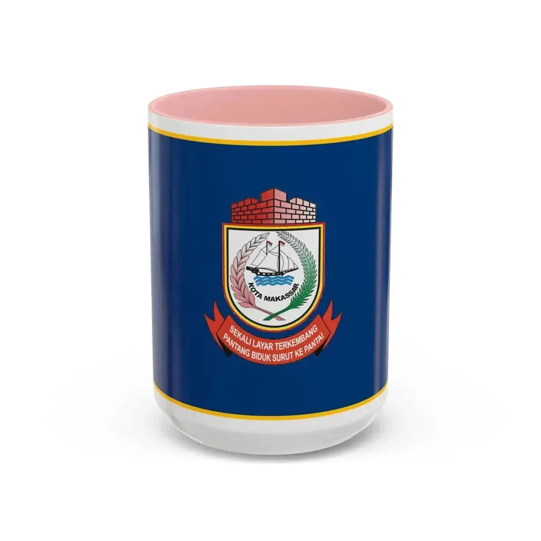 Flag of City of Makassar Indonesia - Accent Coffee Mug 15oz Pink - Go Mug Yourself