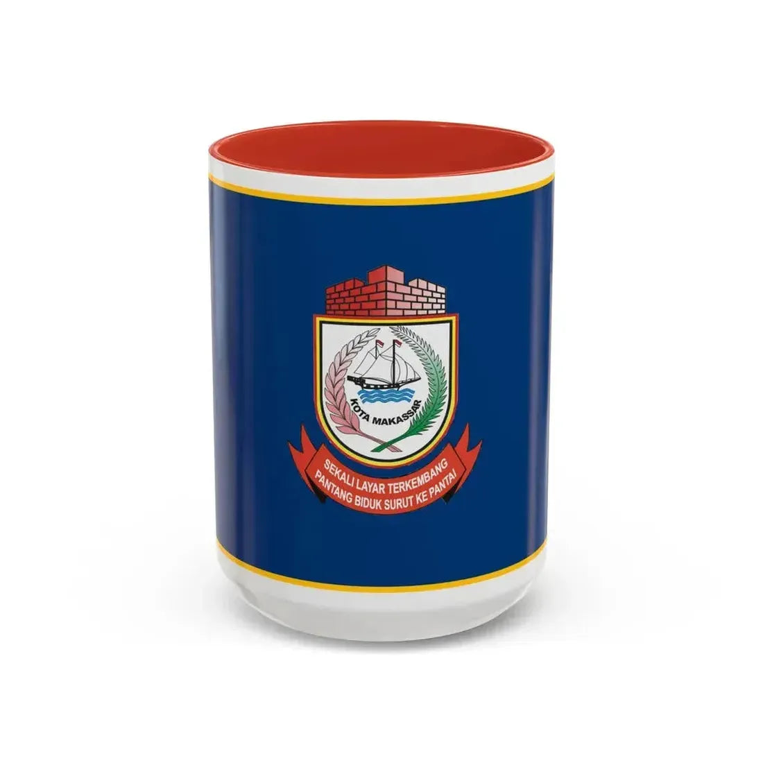 Flag of City of Makassar Indonesia - Accent Coffee Mug 15oz Red - Go Mug Yourself
