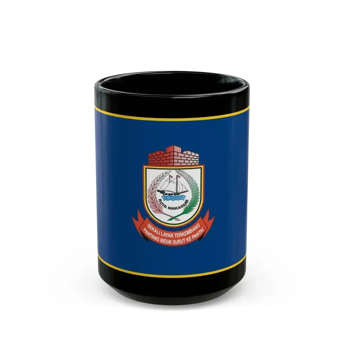 Flag of City of Makassar Indonesia - Black Coffee Mug 15oz - Go Mug Yourself