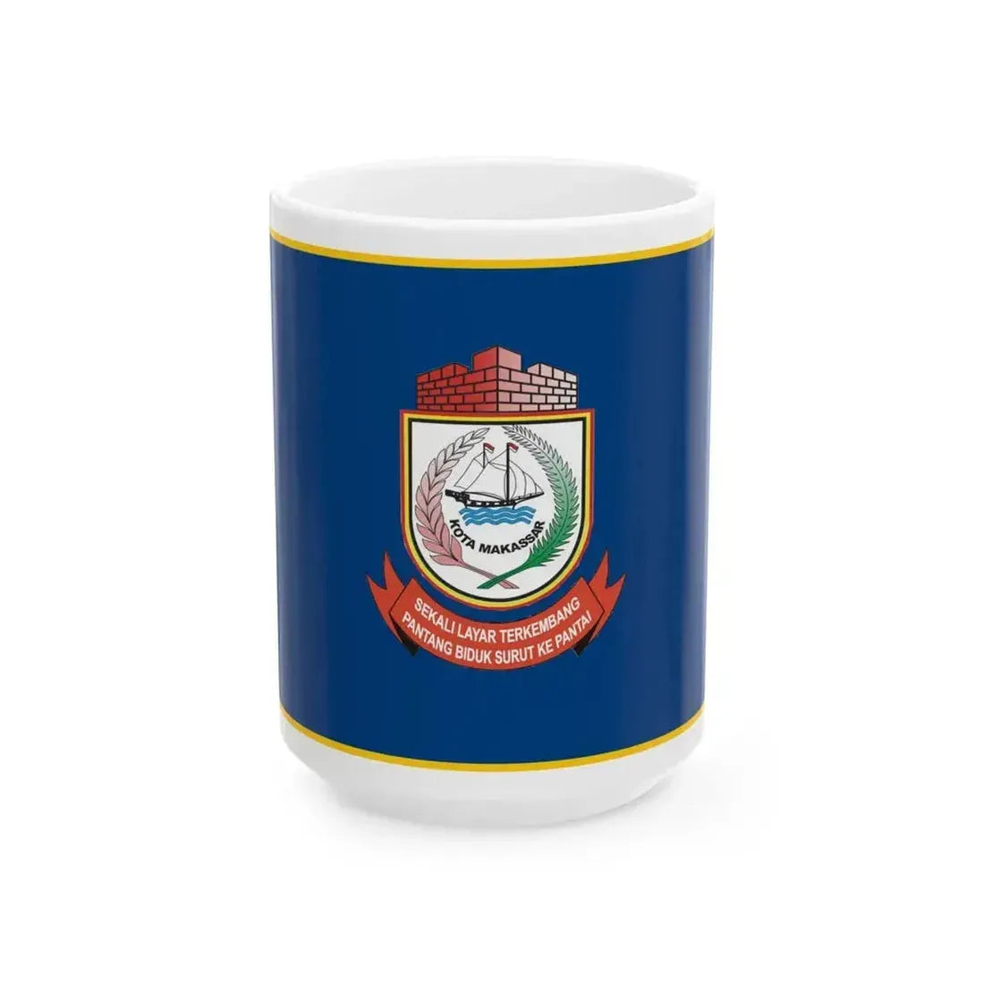 Flag of City of Makassar Indonesia - White Coffee Mug 15oz - Go Mug Yourself