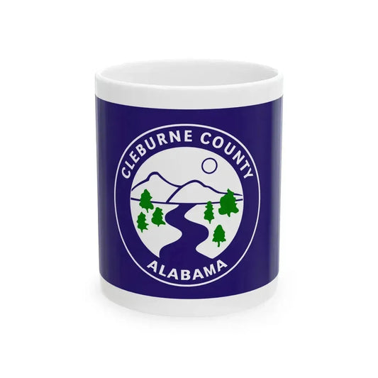 Flag of Cleburne County Alabama (United States) White Coffee Mug 11oz - Go Mug Yourself