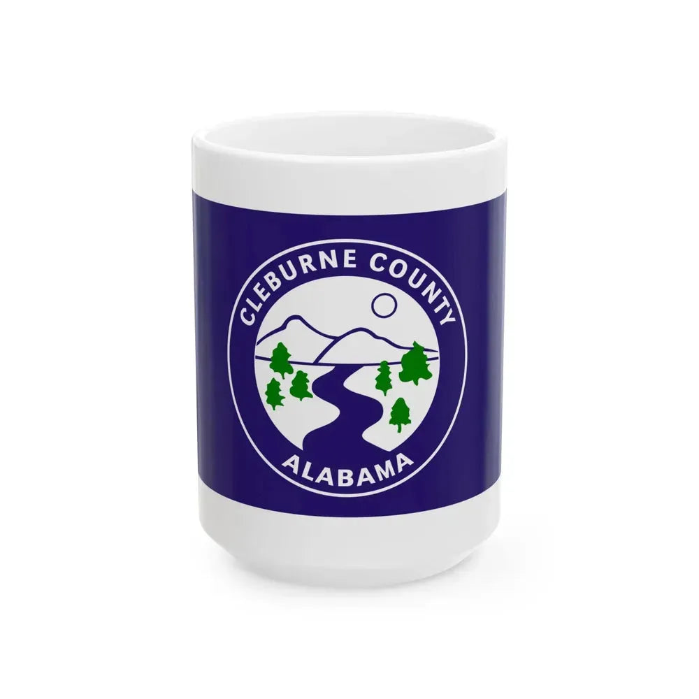 Flag of Cleburne County Alabama (United States) White Coffee Mug 15oz - Go Mug Yourself