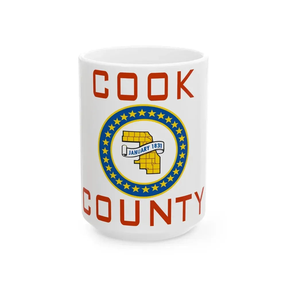 Flag of Cook County Illinois 1961-2022 (United States) White Coffee Mug 15oz - Go Mug Yourself