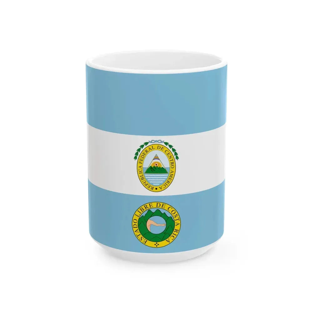Flag of Costa Rica 1824-1840 (Costa Rica) White Coffee Mug 15oz - Go Mug Yourself