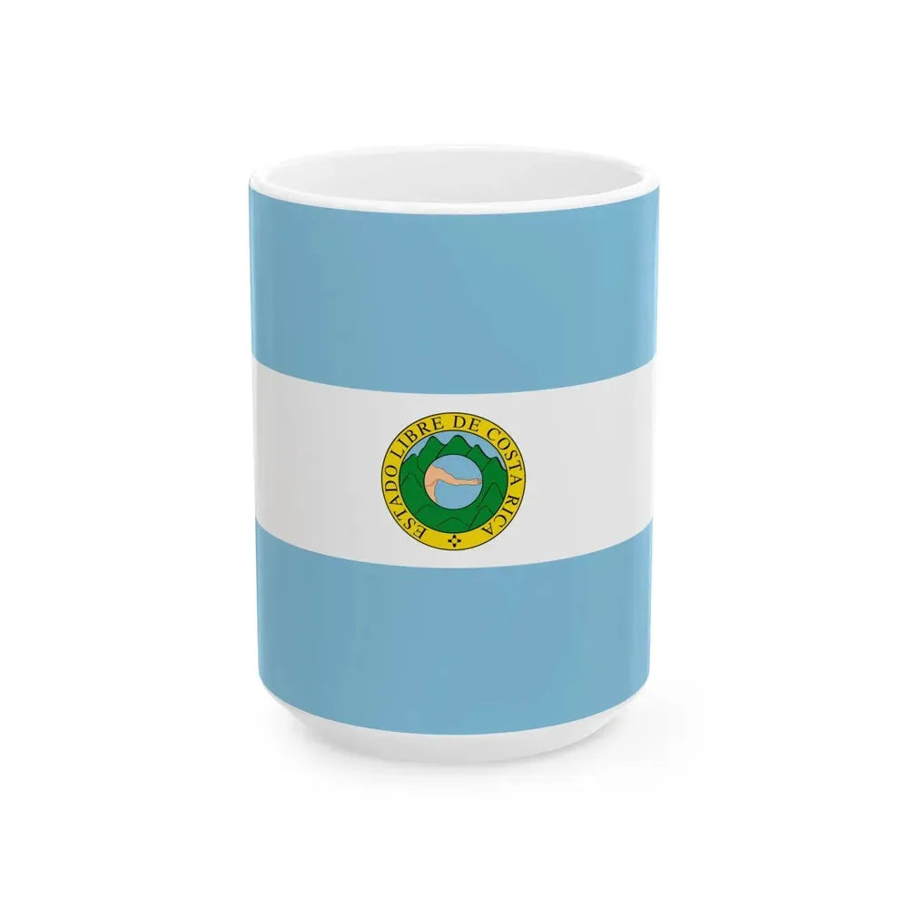 Flag of Costa Rica 1842-1848 (Costa Rica) White Coffee Mug 15oz - Go Mug Yourself