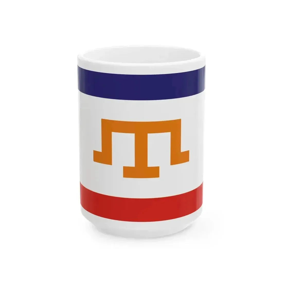 Flag of Crimea with Crimean Tatar Tamga Dark color (Russia) White Coffee Mug 15oz - Go Mug Yourself