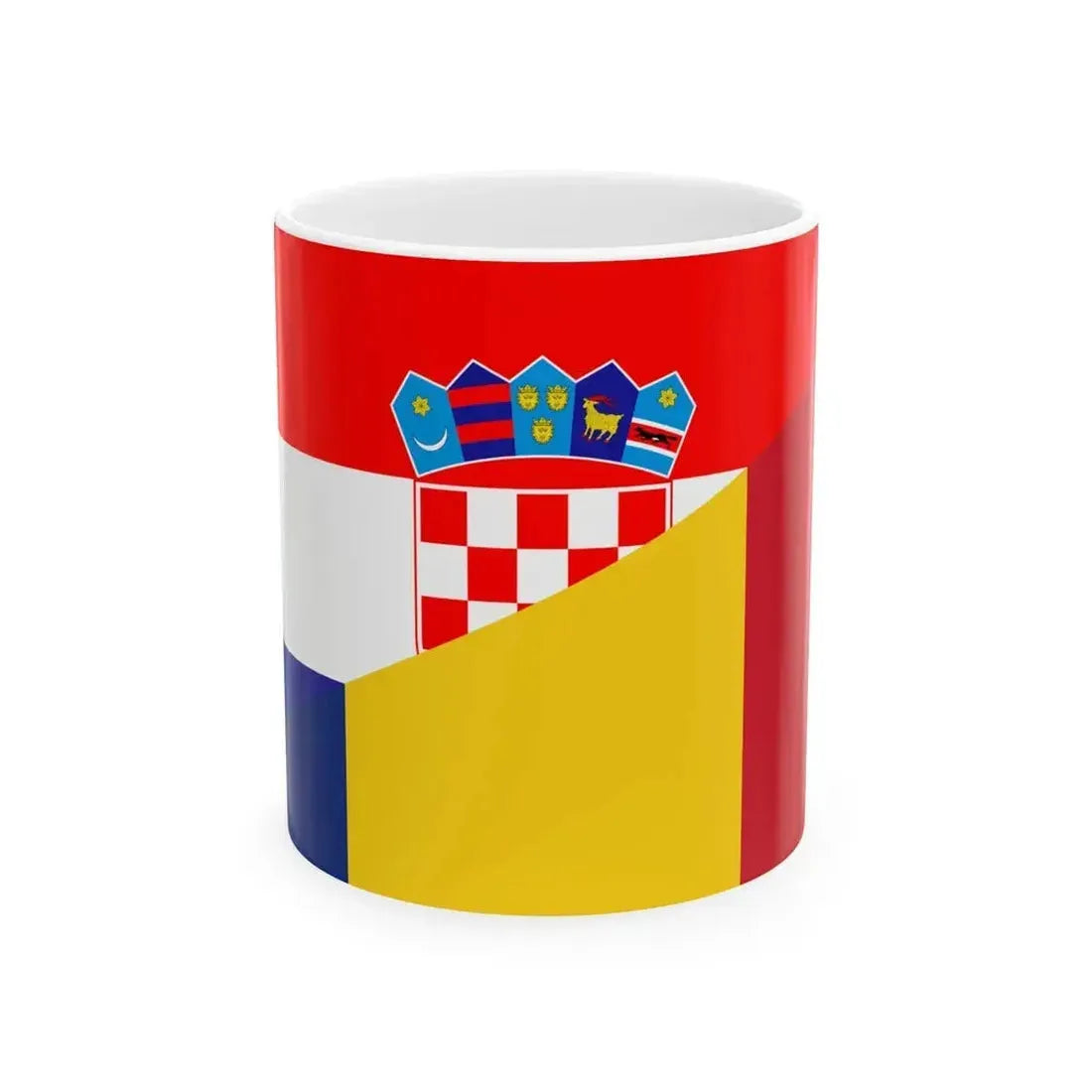 Flag of Croatia and Romania (Croatia) White Coffee Mug 11oz - Go Mug Yourself