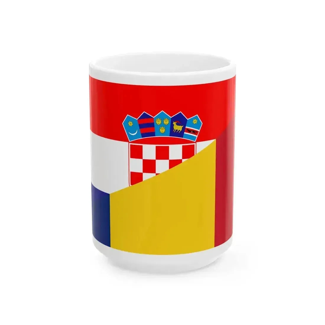 Flag of Croatia and Romania (Croatia) White Coffee Mug 15oz - Go Mug Yourself