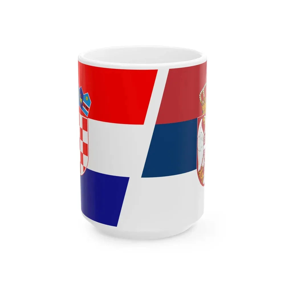 Flag of Croatia and Serbia (Croatia) White Coffee Mug 15oz - Go Mug Yourself