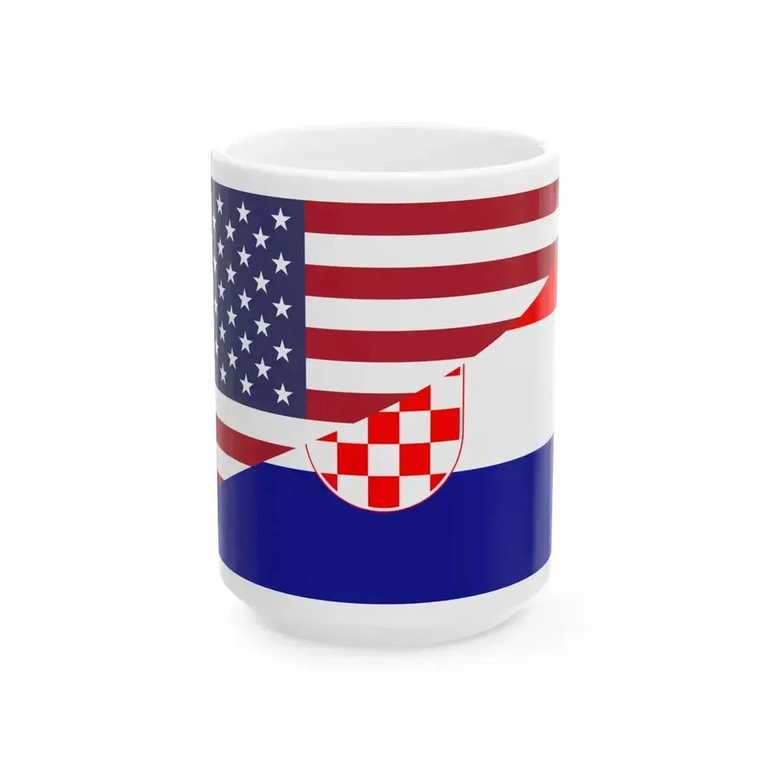 Flag of Croatia and the United States (Croatia) White Coffee Mug 15oz - Go Mug Yourself